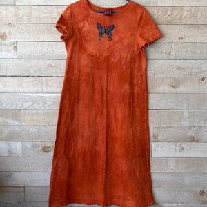 Dagoli Orange Cotton Tye Dye Butterfly Shirt dress